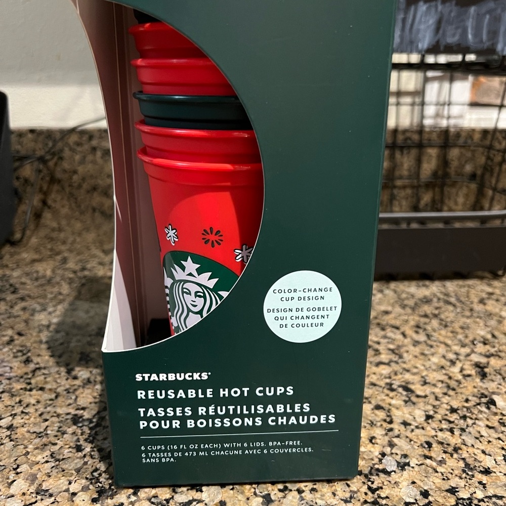 Starbucks Winter Color Changing Plastic Cup 6 P 16 FL Oz Christmas